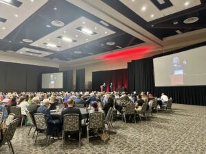 a crowd of people at an award ceremony