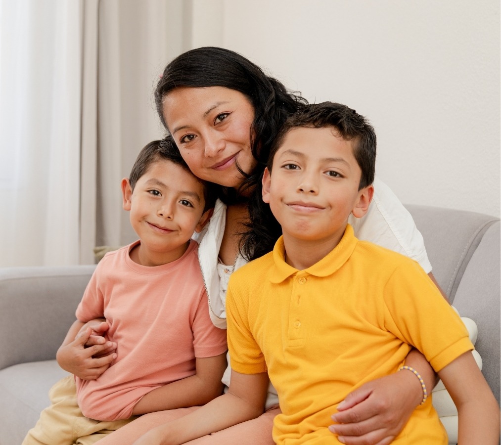 A mom and two kids